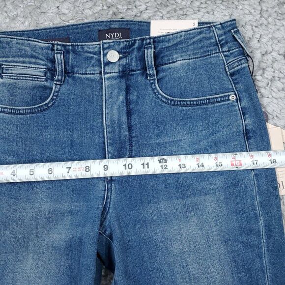 NYDJ High Rise Girlfriend Hollywood Jeans Blue Stunning Stretch Women's Size 2 - Picture 11 of 13